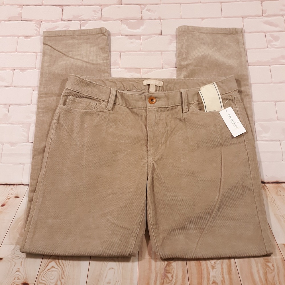 Banana Republic Corduroy Pants‎ Mens Size 32 x 32.5 Skinny Fit Stretch Beige NEW